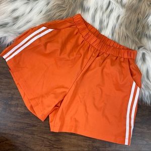 Athletic White Side Stripes Orange Shorts